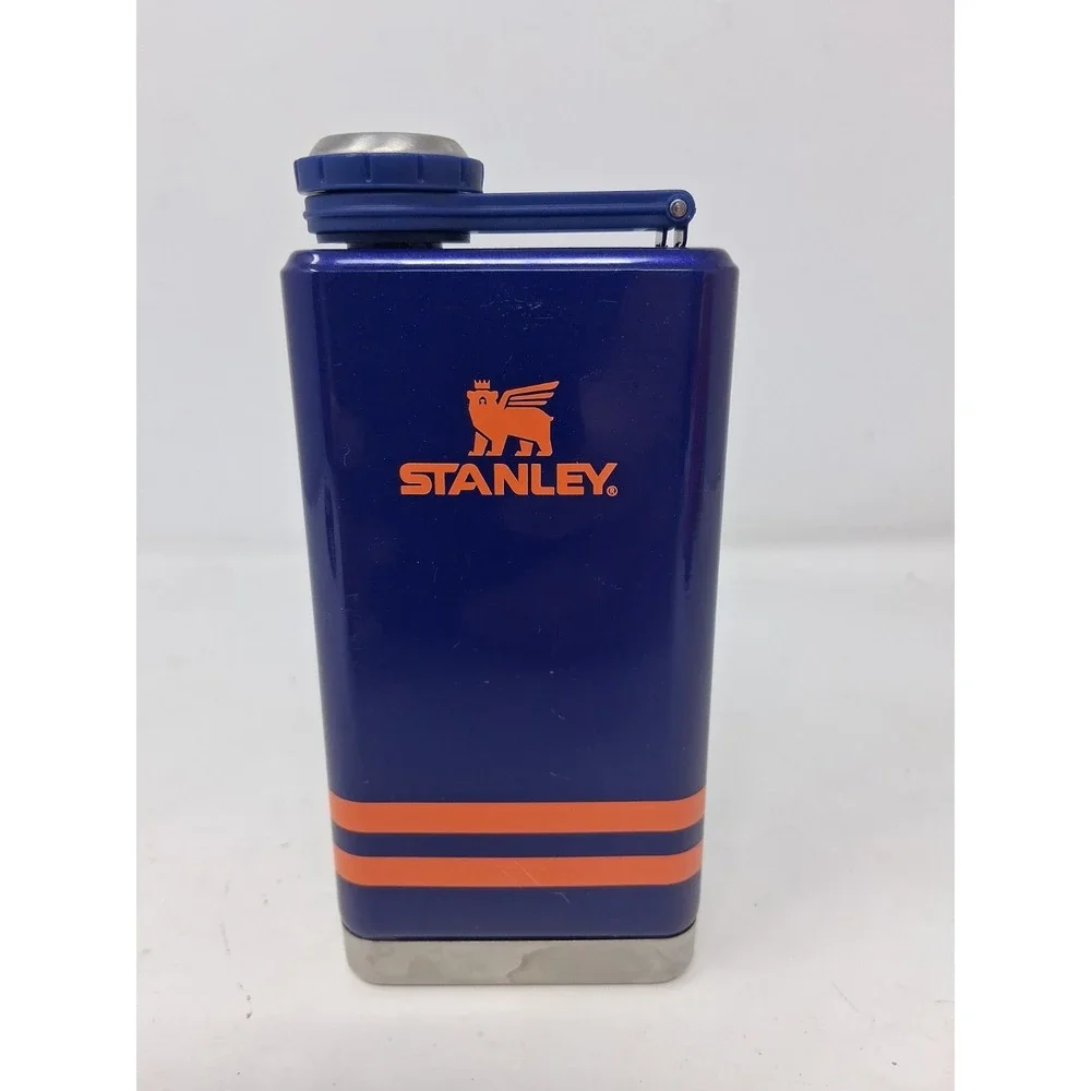 Stanley 8 oz Preparty Flask In Regal Blue Shimmer & Orange Acents Lightly Used J